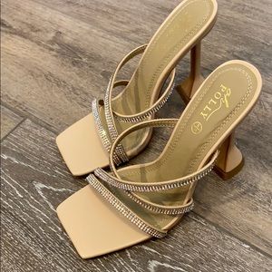 Oh Polly “step aside” heels in nude